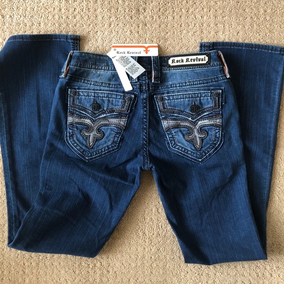 ROCK REVIVAL RILEY JEANS, SIZE 28, BOOTCUT, DESIGNER JEANS NEW WITH TAGS - Picture 2 of 16